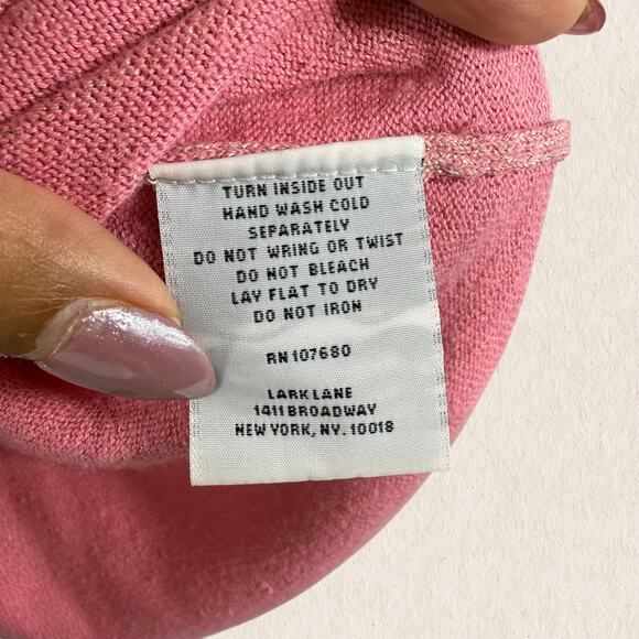 Lark Lane Pink Shimmer Knit Embellished Top Size M – Beaded Fairy Boho Y2K Glam - Picture 8 of 10